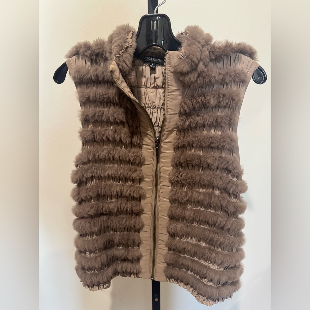 Etcetera Women’s Rabbit Fur Brown Vest size Medium